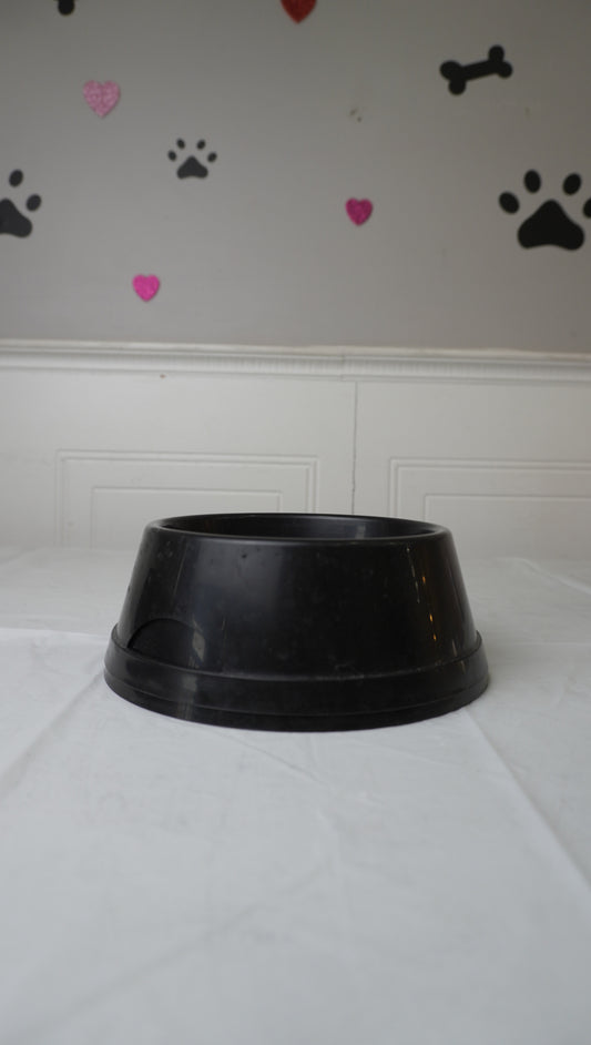 2 Large Plastic Pet Food & Water Bowls (Black)