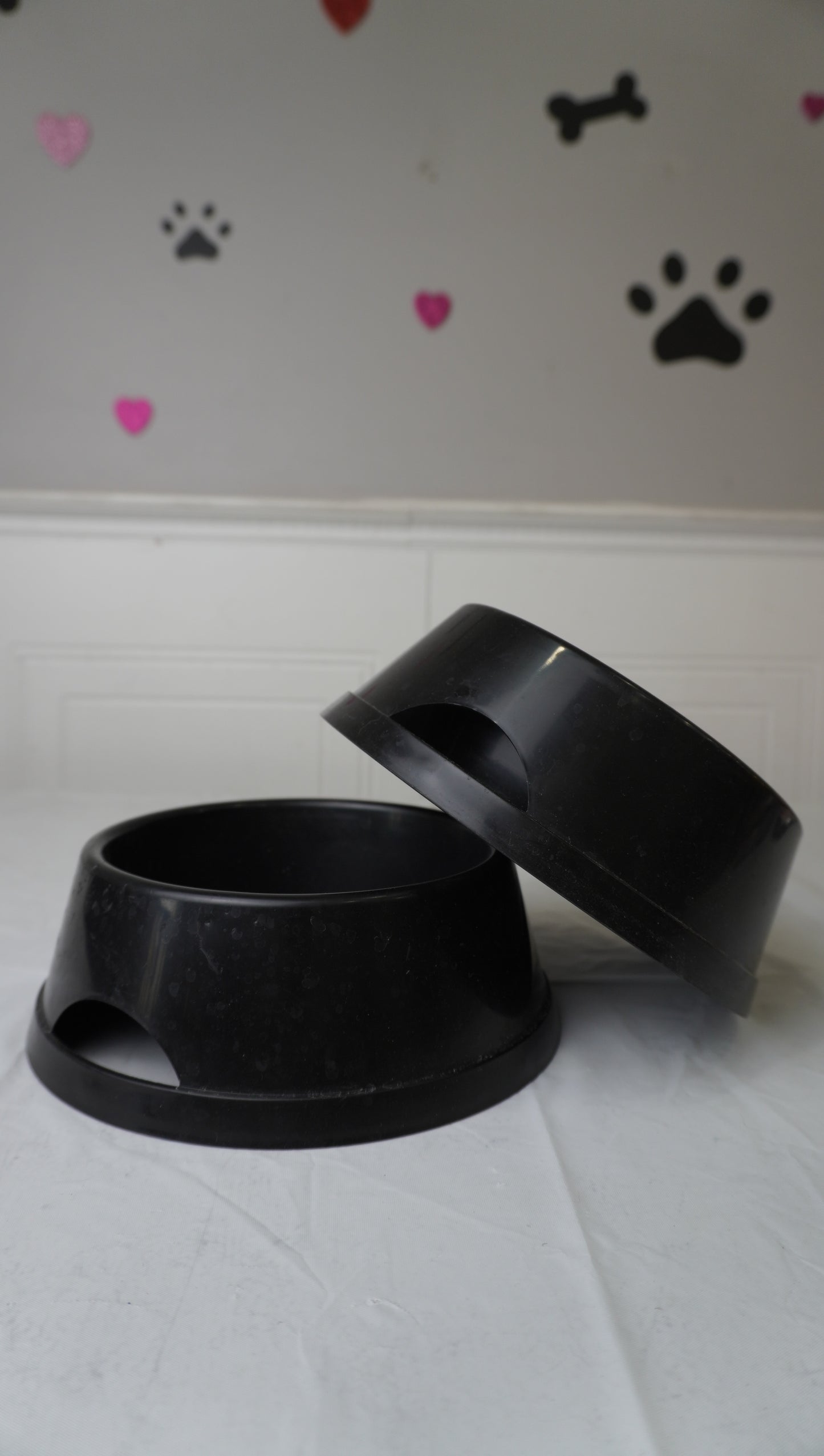 Large Plastic Pet Food & Water Bowl (Black)