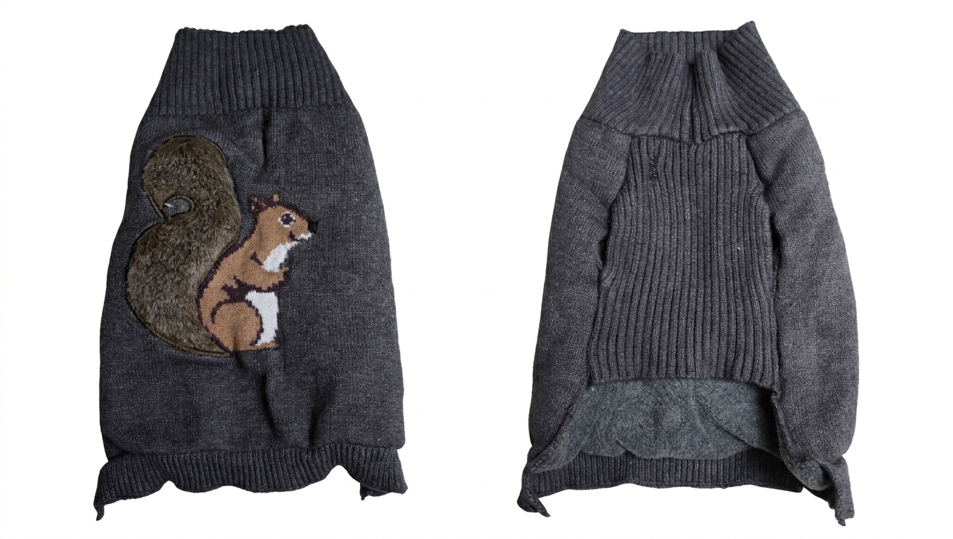 Woodland Squirrel Dog Sweater – Charcoal Grey – Gently Used (Copy)