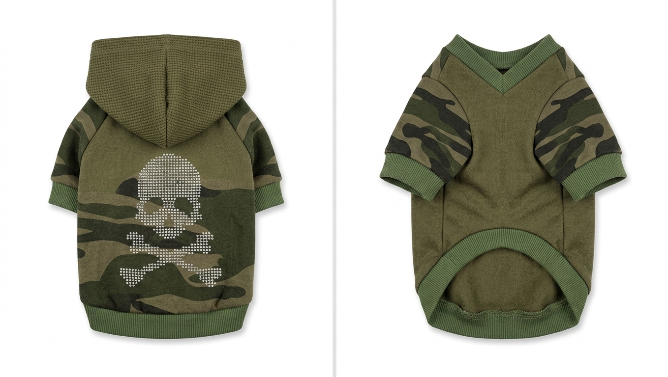 Camo Skull Hooded Dog Sweater - Gently Used