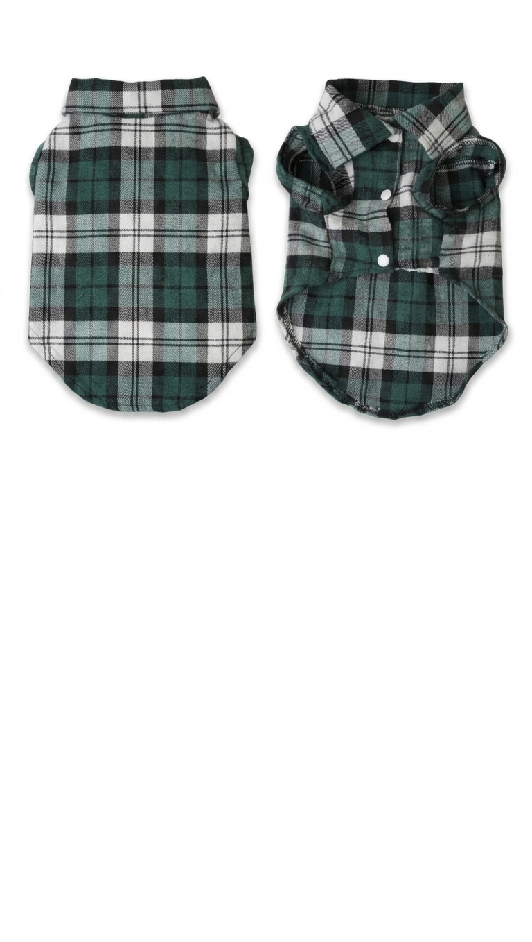 Green Plaid Dog Shirt – Small – Gently Used