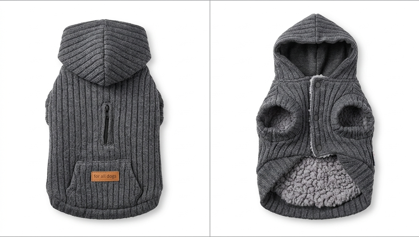 Grey Sherpa Hooded Dog Sweater - Gently Used