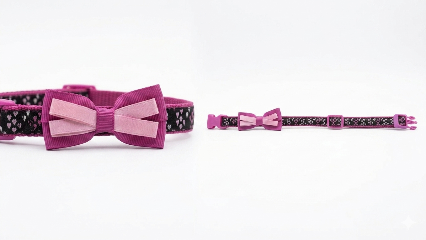 XS Pink Bow Dog Collar – Chihuahua Size – Gently Used