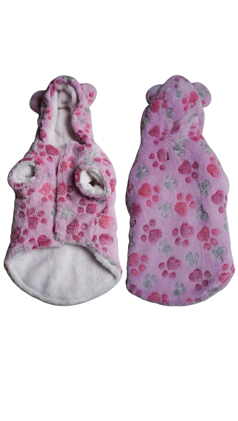 Pink Paw Print Fleece Dog Hoodie – Gently Used