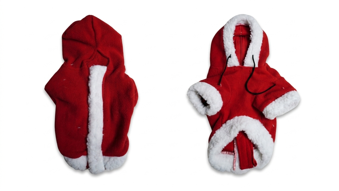 Red Sherpa Hooded Dog Jacket - Gently Used