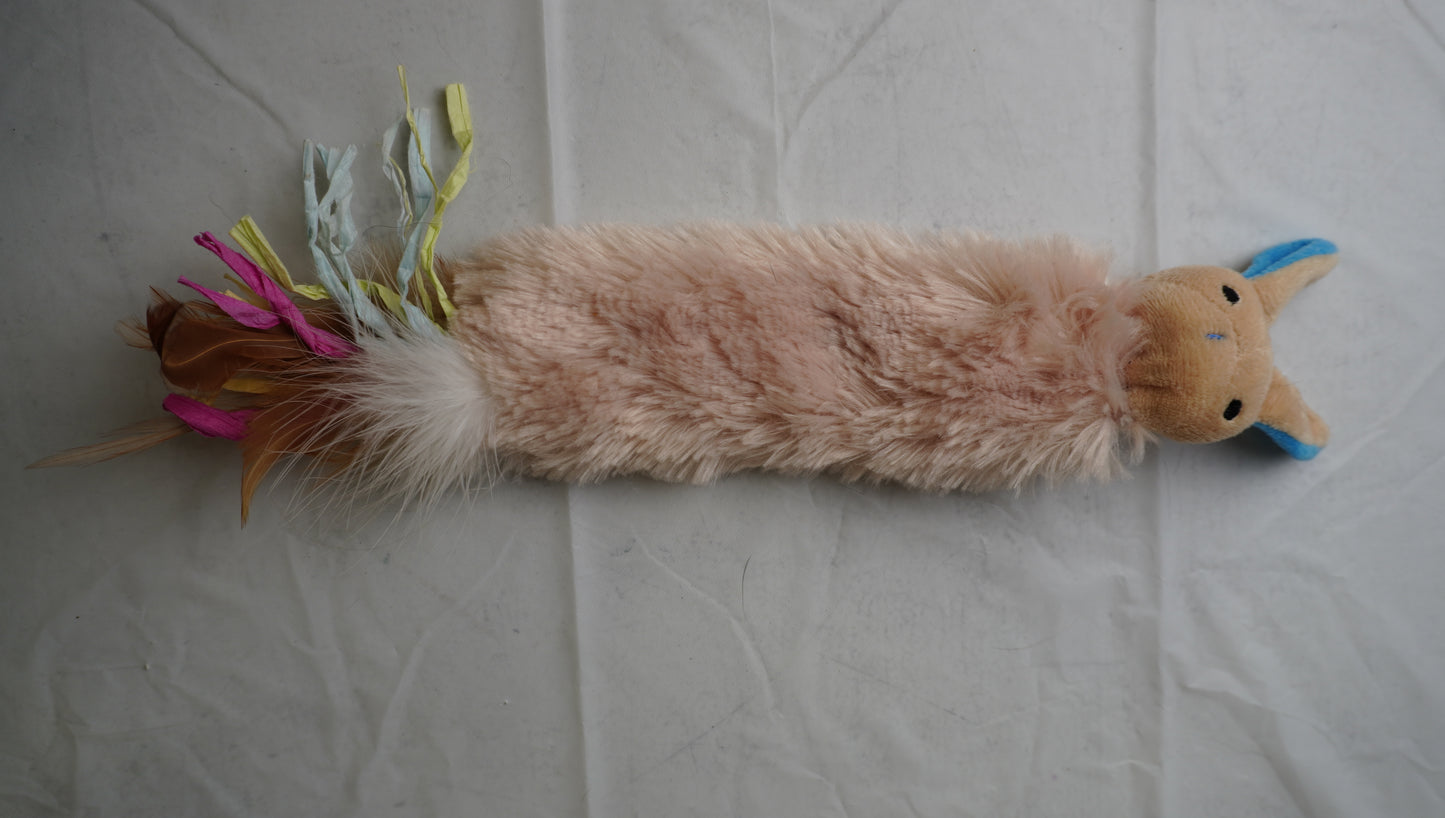 Fluffy Bunny Cat Toy with Feather Tail