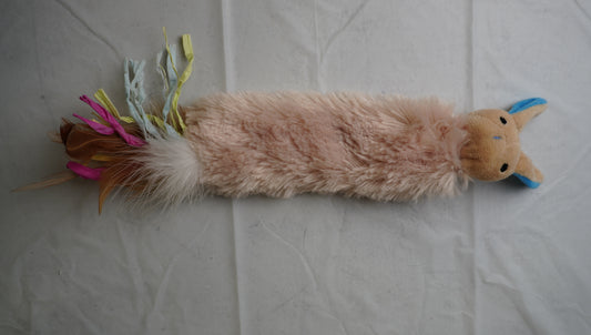 Fluffy Bunny Cat Toy with Feather Tail