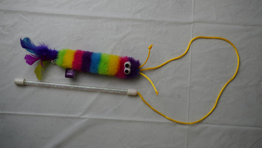 Rainbow Caterpillar Interactive Cat Wand Toy