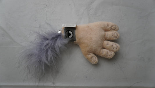 Monster Foot Plush Cat Toy with Feather Tail