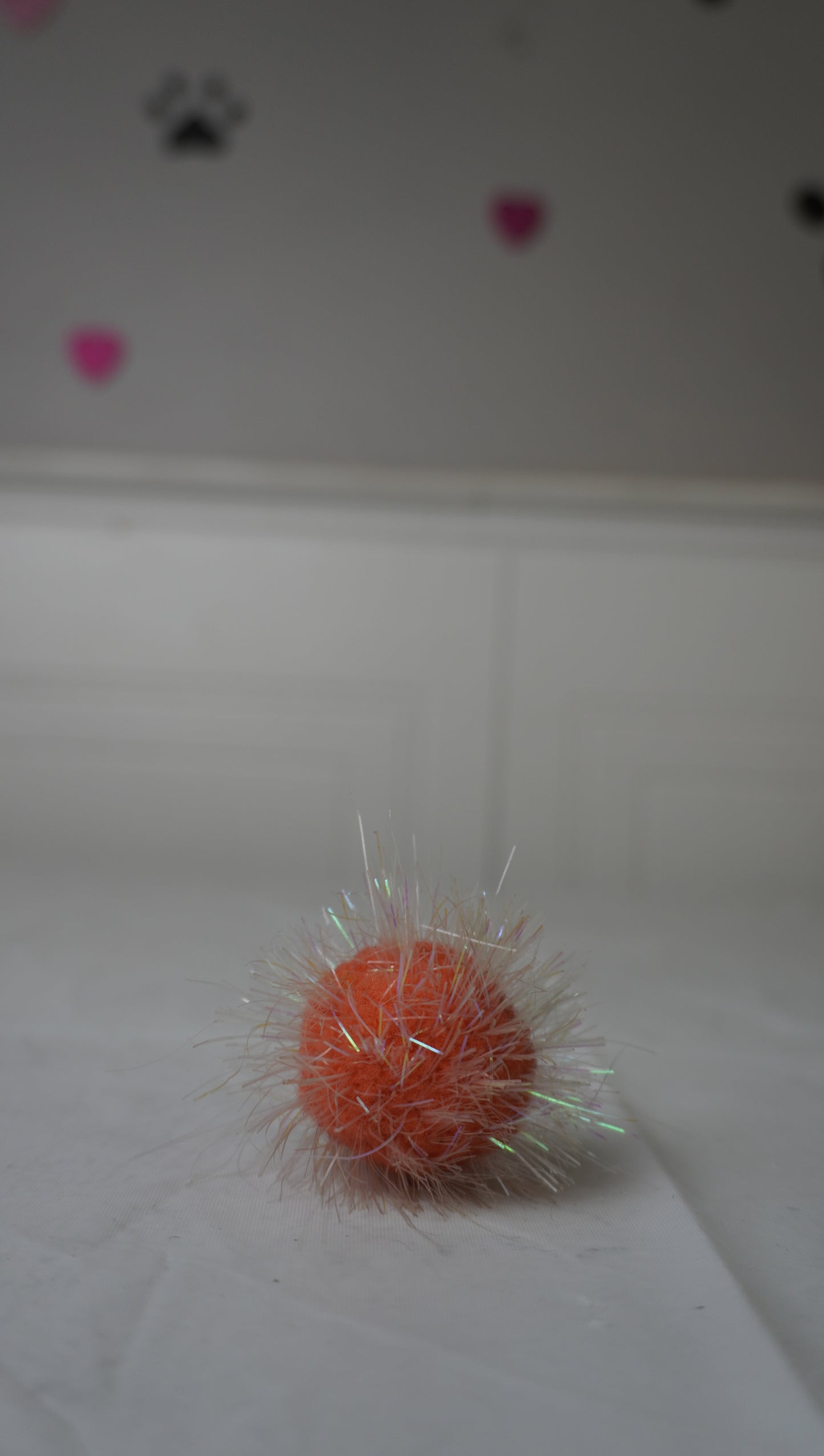 Orange Sparkle Pom Pom Cat Toy – Gently Used