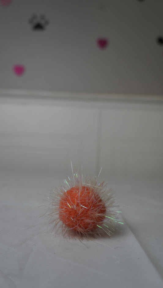 Orange Sparkle Pom Pom Cat Toy – Gently Used