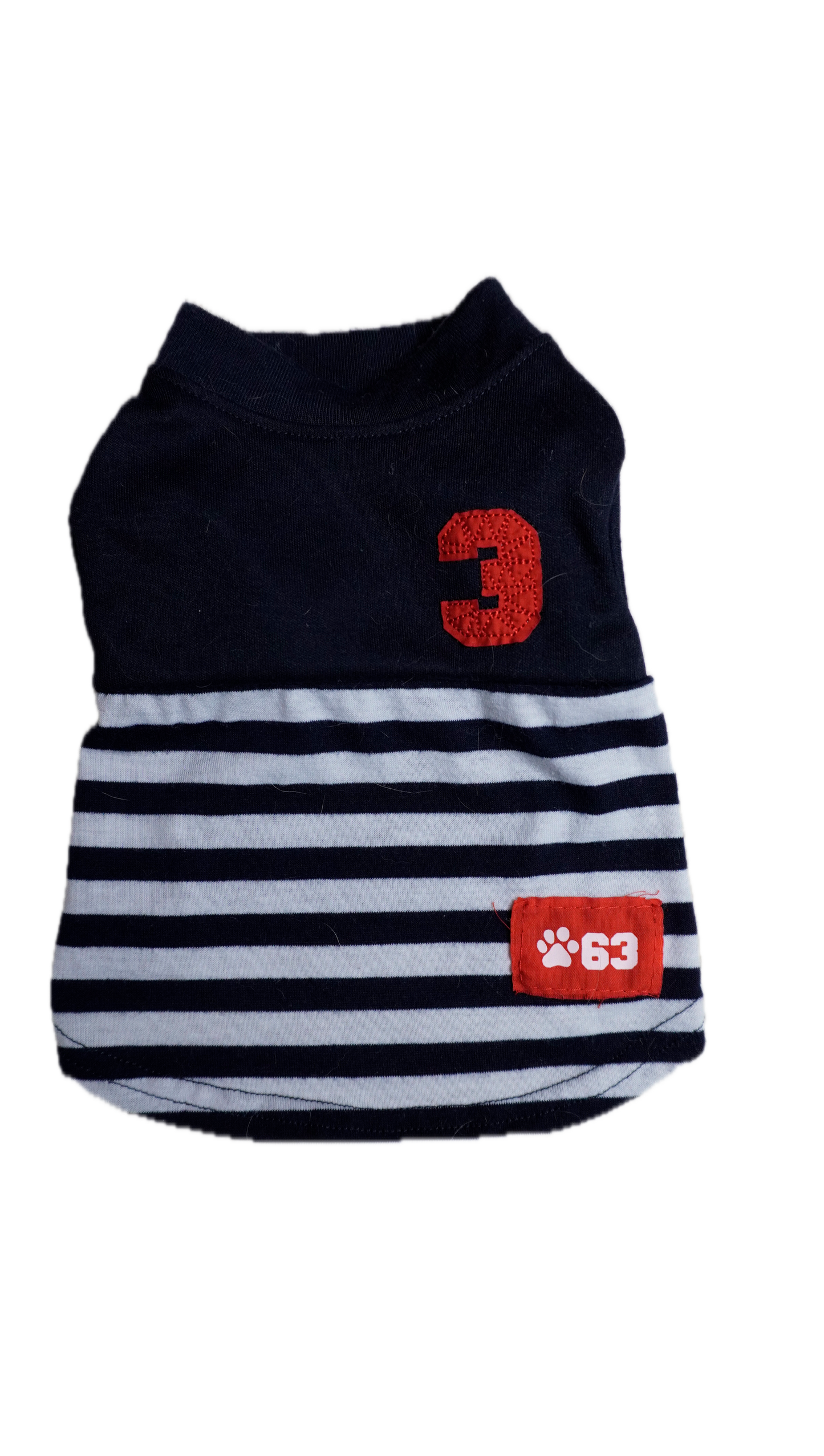 Navy Stripe Dog Tee  - Gently Used