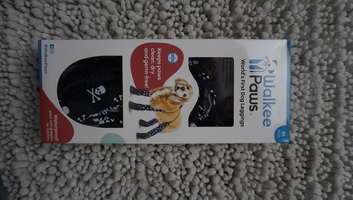 Walkee Paws Waterproof Dog Leggings – Skull Print (Medium Paw)