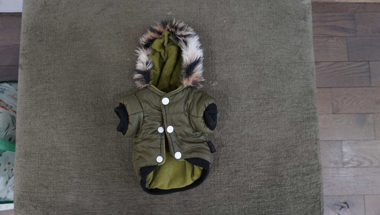 Olive Green Quilted Dog Winter Jacket