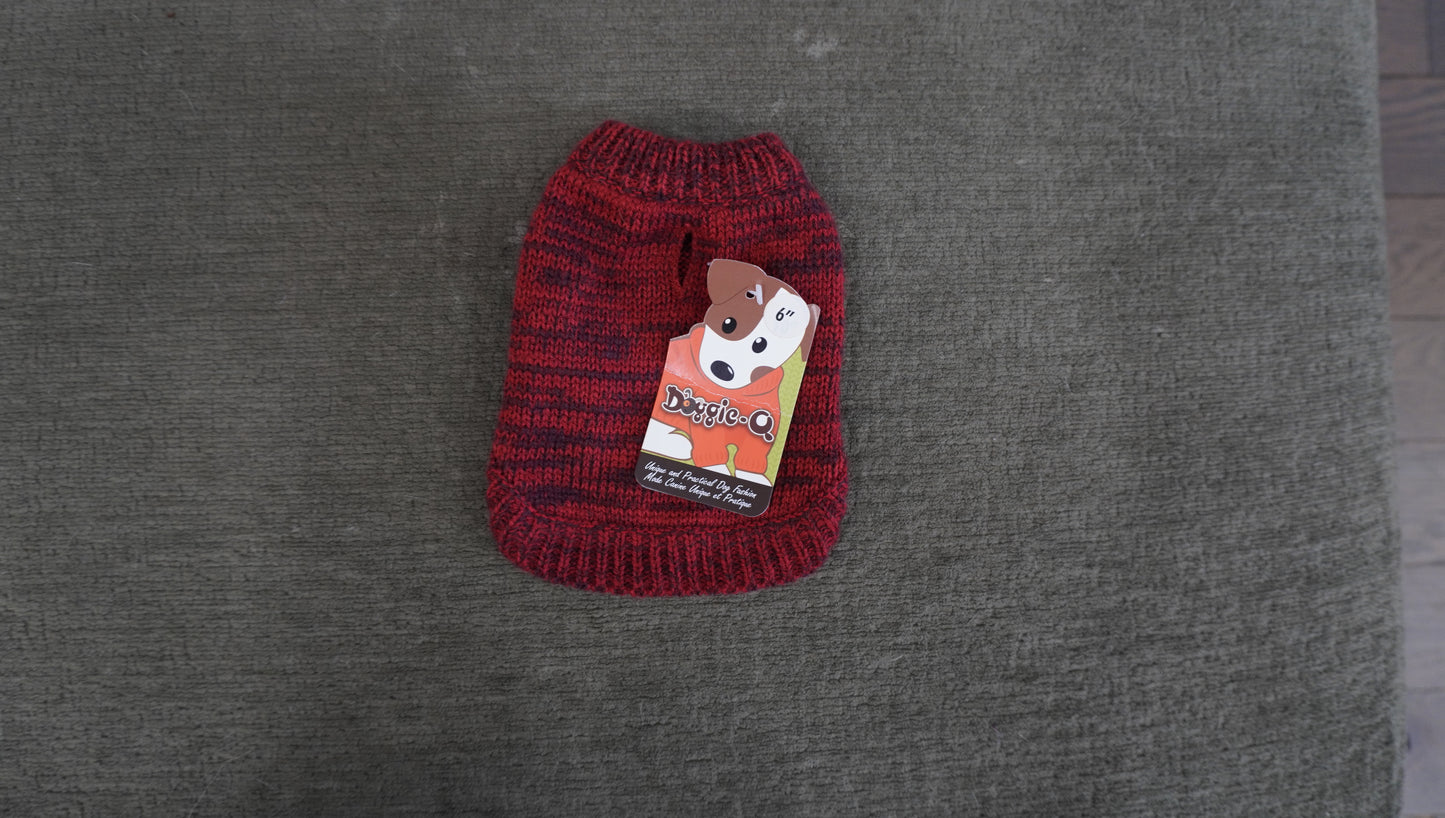 Doggie-Q Knit Dog Sweater – Red Marled