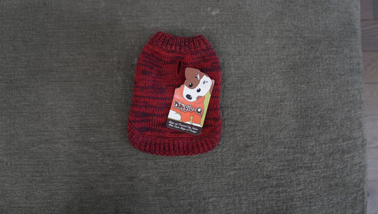 Doggie-Q Knit Dog Sweater – Red Marled