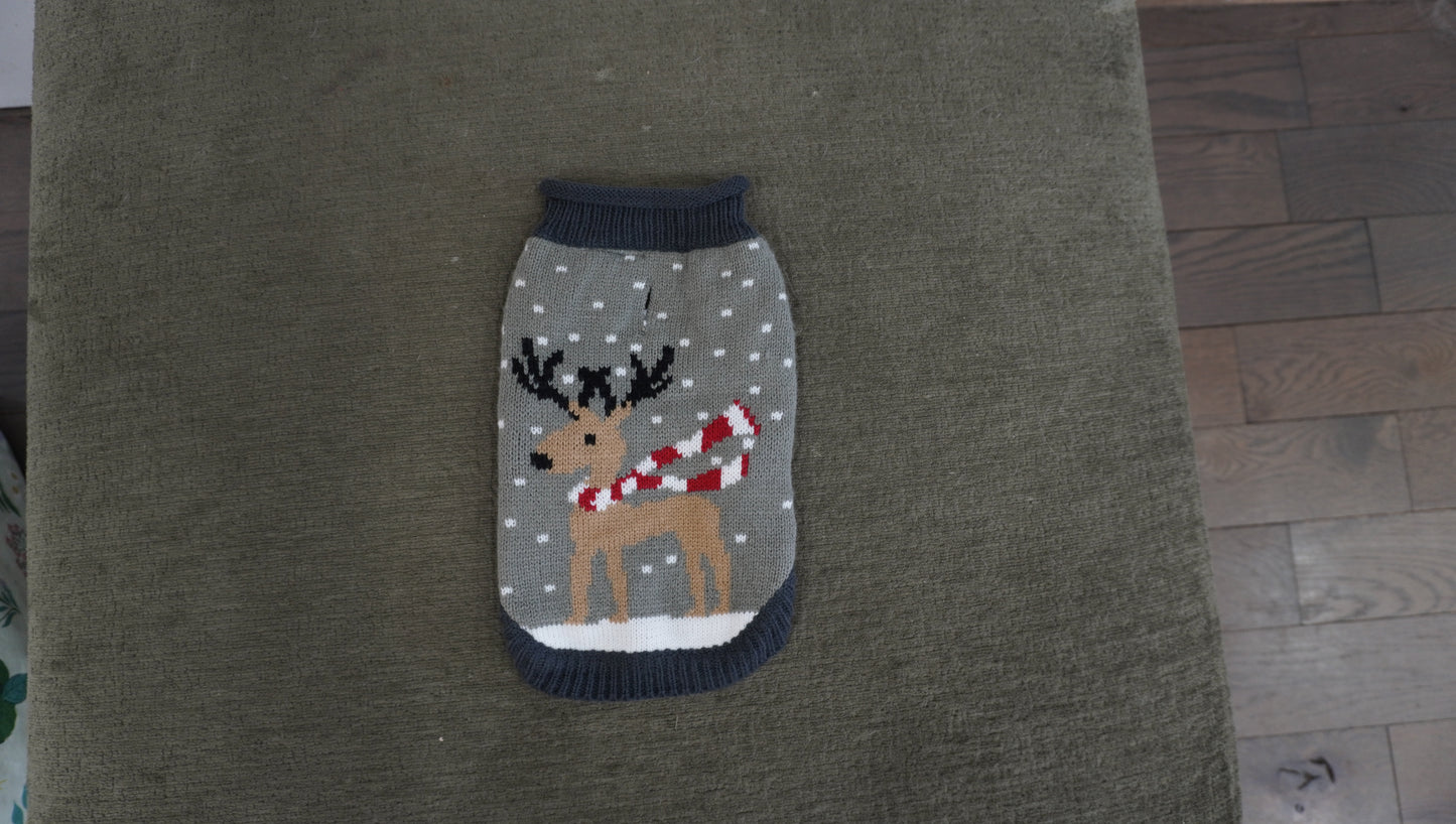 Reindeer Holiday Knit Dog Sweater