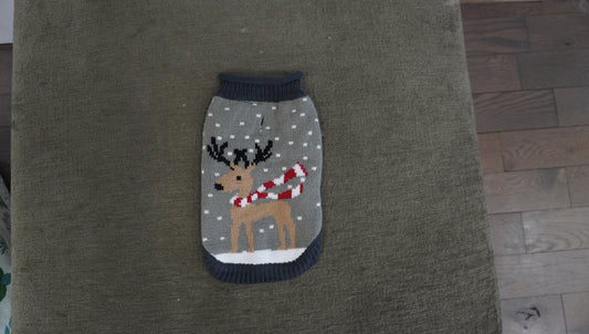 Reindeer Holiday Knit Dog Sweater
