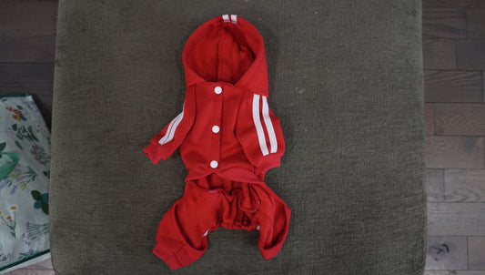 Red "Adidog" Dog Tracksuit