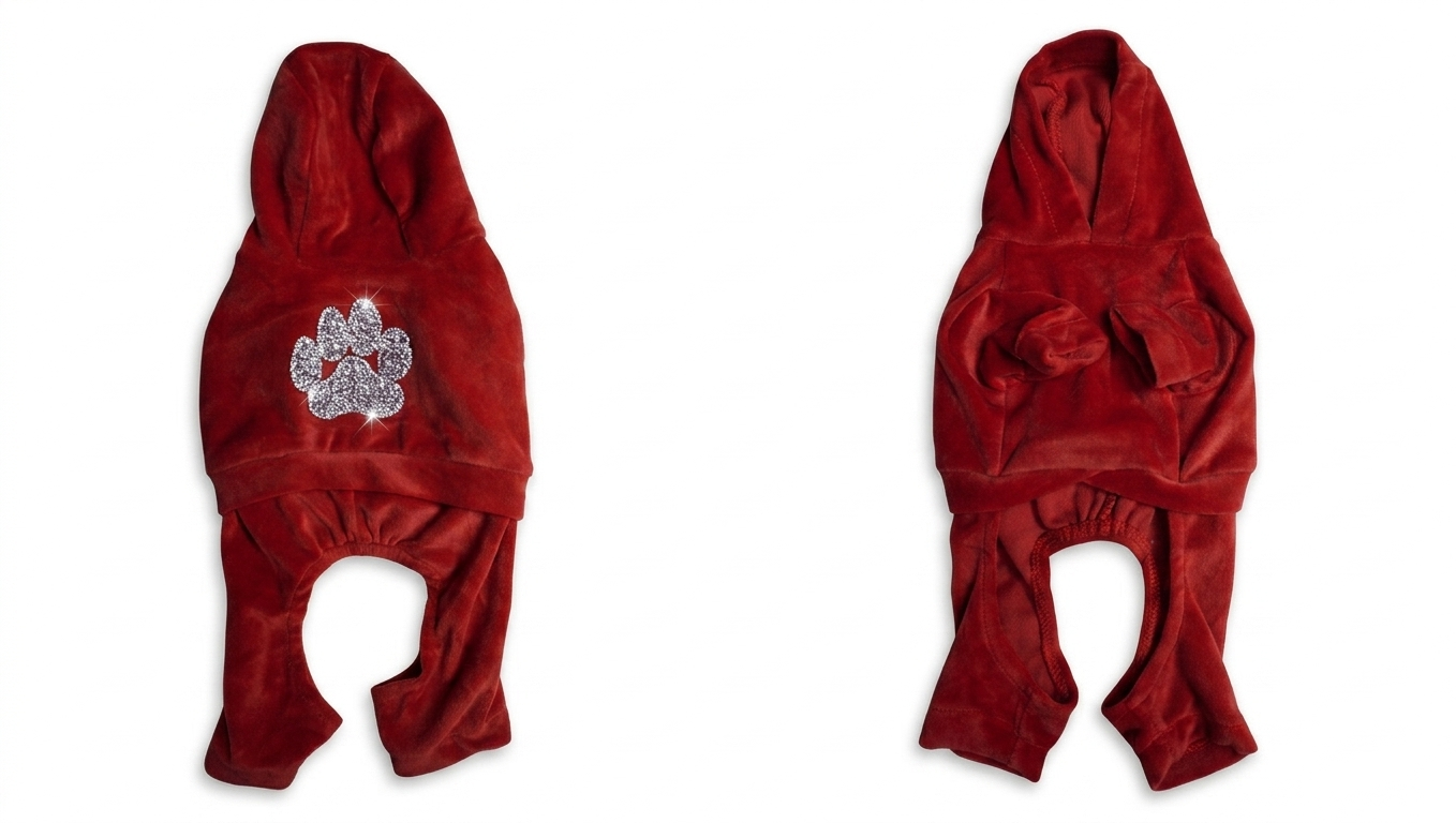 Red Velour Dog Onesie - Gently Used