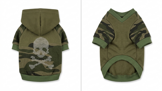 Camo Skull Hooded Dog Sweater - Gently Used