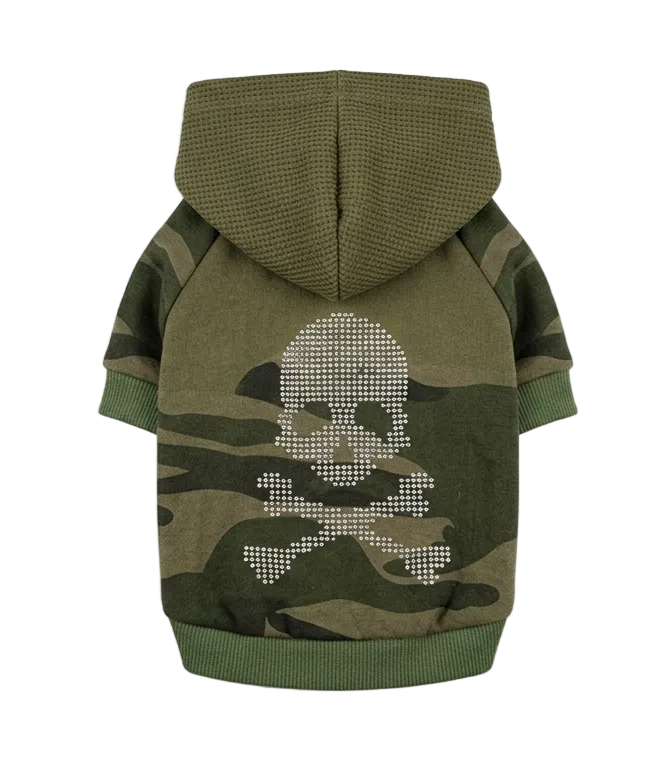 Camo Skull Hooded Dog Sweater - Gently Used