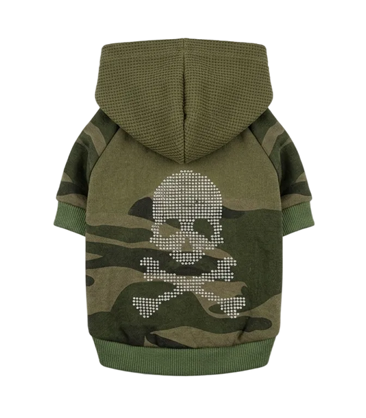 Camo Skull Hooded Dog Sweater - Gently Used