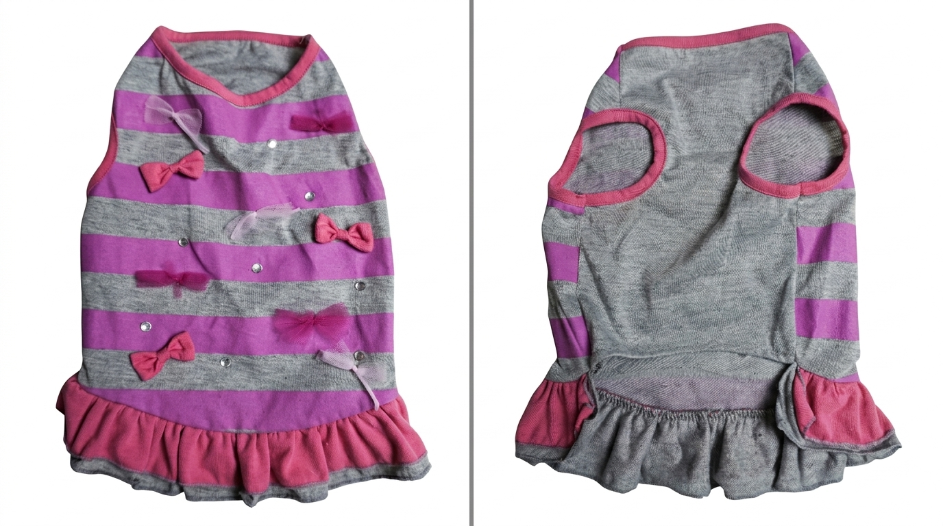 Pink Bow Stripe Dog Dress - Gently Used