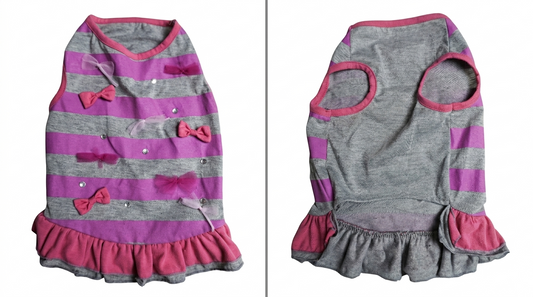 Pink Bow Stripe Dog Dress - Gently Used